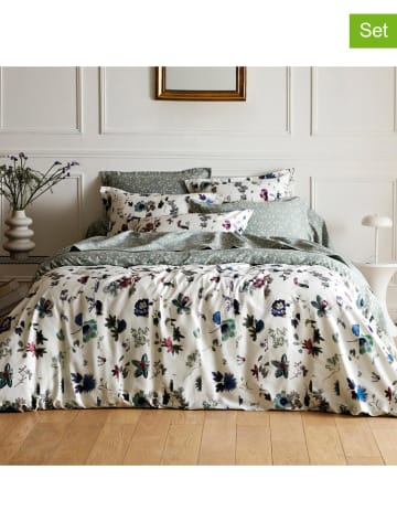 CXL by Christian Lacroix 2er-Set: Satin-Kissenbezüge in Creme/ Grün