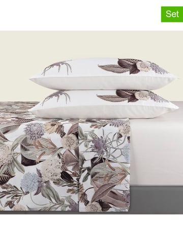 CXL by Christian Lacroix 4-delige set: satijnen bedlakens en kussenslopen crème/lichtbruin