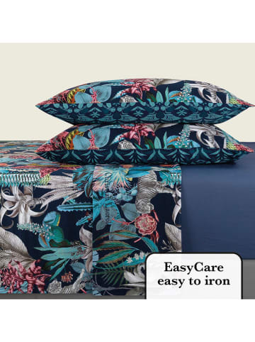 CXL by Christian Lacroix 4tlg. Set: Satin-Bettlaken und Kissenbezüge in Blau/ Bunt