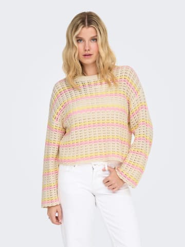 ONLY Sweter w kolorze beżowo-żółto-jasnoróżowym