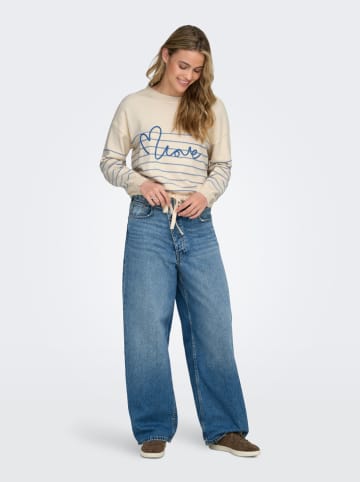 ONLY Pullover in Beige/ Hellblau