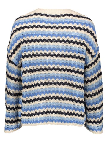 ONLY Carmakoma Sweter w kolorze niebiesko-kremowo-czarnym