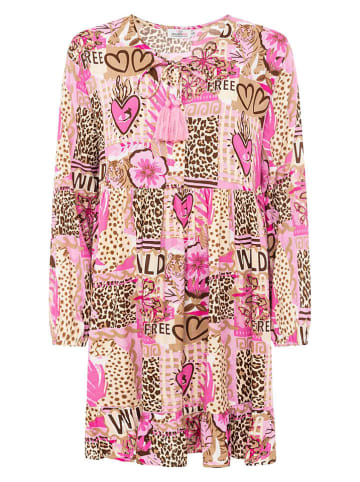 Zwillingsherz Jurk "Safari Patchwork" beige/lichtroze