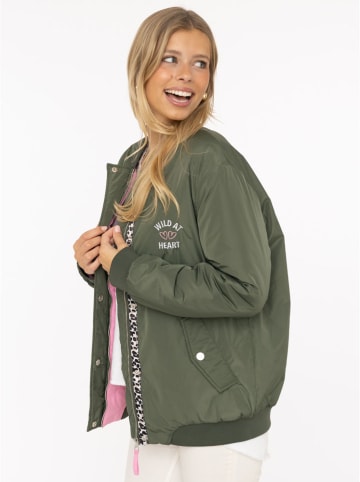 Zwillingsherz Blouson "Wild At Heart" in Khaki/ Pink