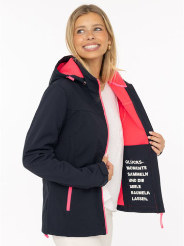 Zwillingsherz Softshelljacke "Glücksmomente" in Dunkelblau/ Pink