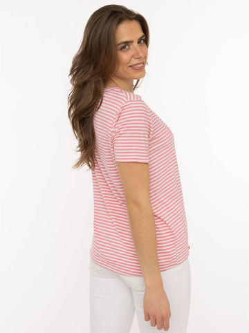 Zwillingsherz Koszulka "Positive Vibes" w kolorze biało-jasnoróżowym