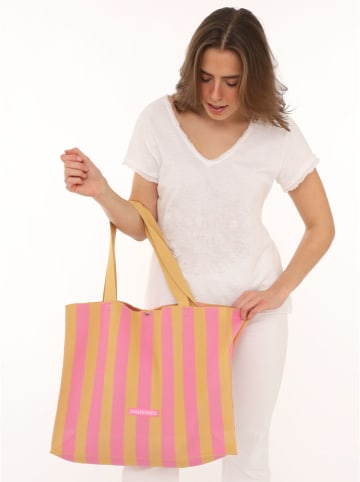 Zwillingsherz Shopper in Gelb/ Rosa - (B)43 x (H)33 cm