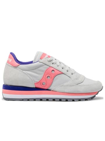 Saucony Leder-Sneakers "Jazz Triple" in Grau/ Pink