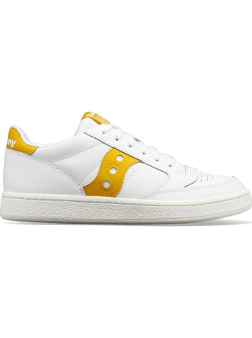 Saucony Leder-Sneakers "Jazz Court" in Weiß/ Gelb