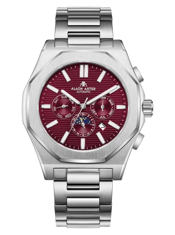 ALAIN ASTER Chronograf w kolorze srebrno-bordowym