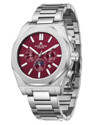 ALAIN ASTER Chronograf w kolorze srebrno-bordowym