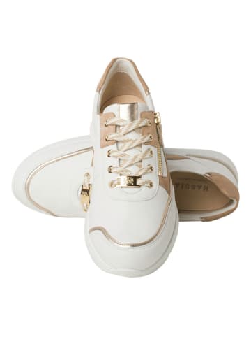 HASSIA Skórzane sneakersy "Bordeaux" w kolorze jasnobrązowo-białym