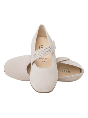 HASSIA Skórzane baleriny "Cordoba" w kolorze szarym z paskiem