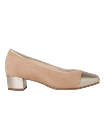 HASSIA Leren pumps "Evelyn" lichtbruin/goudkleurig