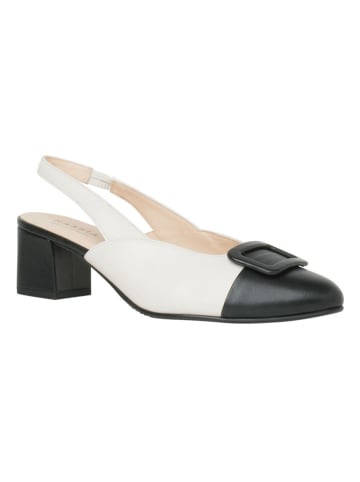 HASSIA Leren slingpumps "Capri" crème/zwart