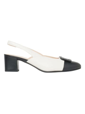 HASSIA Leren slingpumps "Capri" crème/zwart