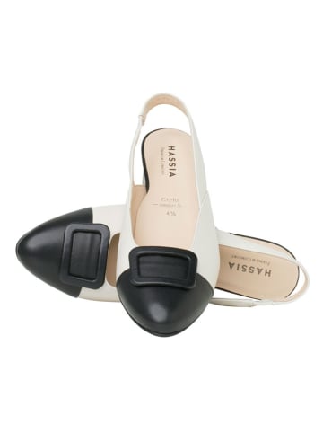 HASSIA Leder-Slingpumps "Capri" in Creme/ Schwarz