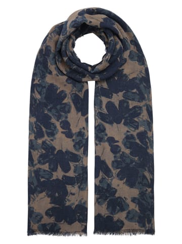 Ilse Jacobsen Wełniany szal w kolorze beżowo-granatowym - 200 x 100 cm