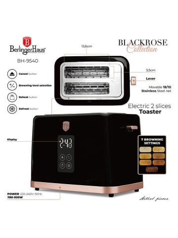 Berlinger Haus 2tlg. Set: Wasserkocher und Toaster in Schwarz/ Roségold