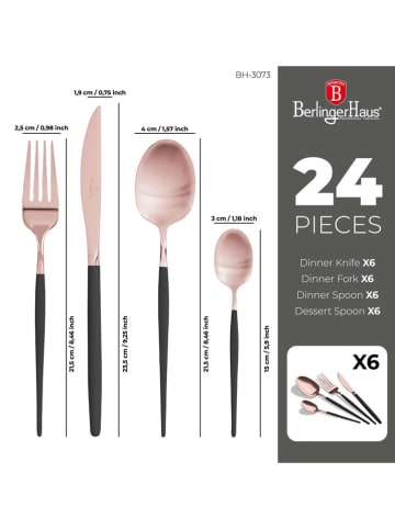 Berlinger Haus 24-delige bestekset zwart/roségoudkleurig