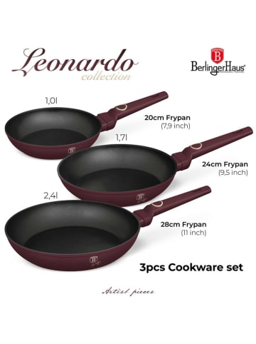 Berlinger Haus 3er-Set: Pfannen "Leonardo Collection" in Bordeaux