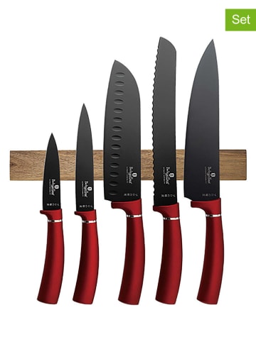 Berlinger Haus 6-delige set: keukenmessen bordeaux/zwart