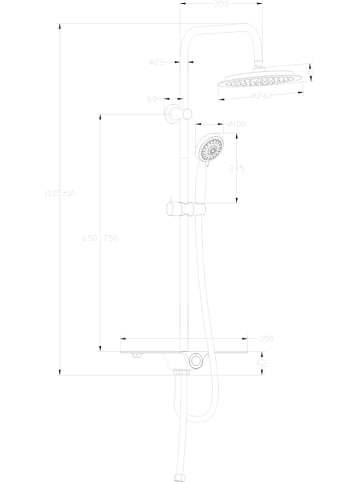Schütte Panel prysznicowy w kolorze srebrno-białym