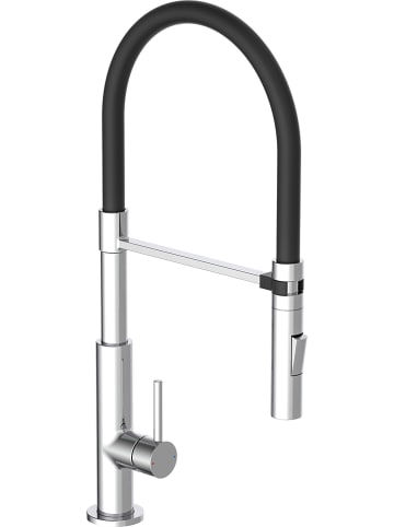 Schütte Gootsteenkraan "Stilo" chroomkleurig/zwart/rood