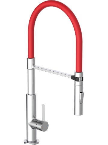 Schütte Spültischarmatur "Stilo" in Chrom/ Schwarz/ Rot