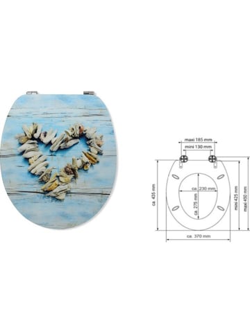 Schütte Wolnoopadająca deska WC "Shell heart" w kolorze błękitnym