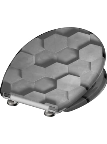Schütte Wolnoopadająca deska WC "Hexagons" w kolorze szarym