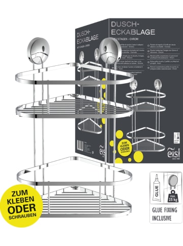Schütte Dusch-Eckablage in Chrom - (B)22 x (H)34 x (T)18 cm
