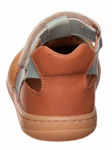 kmins Leder-Barfußschuhe in Hellbraun/ Hellblau