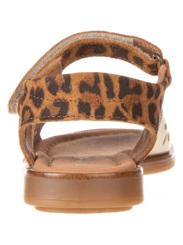 POM POM Leder-Sandalen in Braun/ Gold