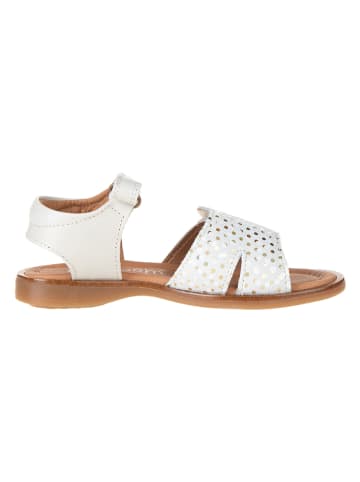 POM POM Leder-Sandalen in Weiß