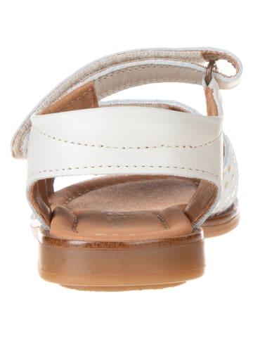 POM POM Leder-Sandalen in Weiß