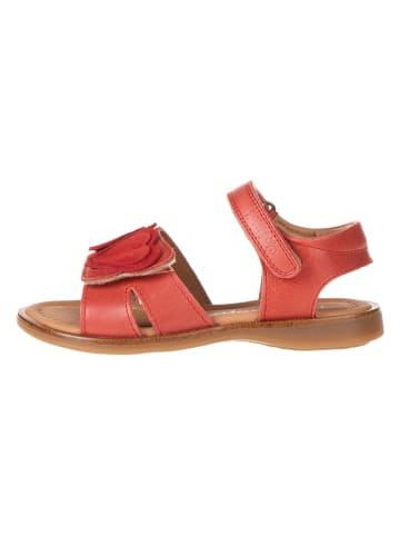 POM POM Leder-Sandalen in Rot