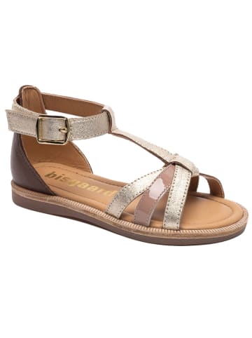 bisgaard Leder-Sandalen in Gold/ Braun