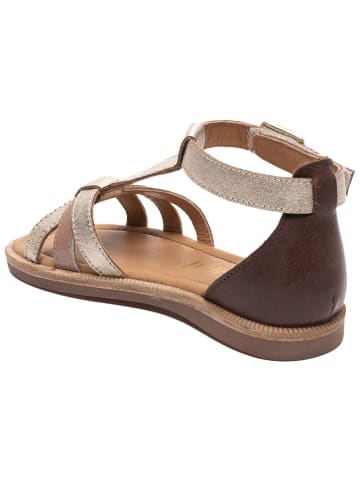 bisgaard Leder-Sandalen in Gold/ Braun