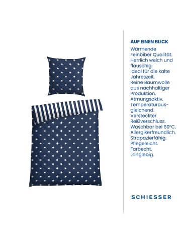 Schiesser Fijnbiber beddengoedset donkerblauw