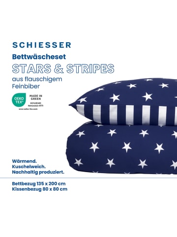 Schiesser Feinbiber-Bettwäsche-Set in Dunkelblau