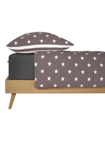Schiesser Feinbiber-Bettwäsche-Set ''Sterne'' in Braun/ Weiß