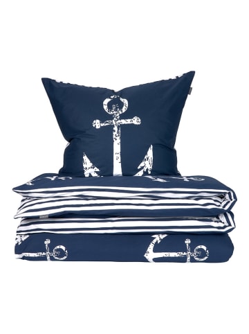 Schiesser Renforcé beddengoedset donkerblauw/wit