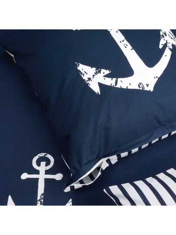 Schiesser Renforcé beddengoedset donkerblauw/wit