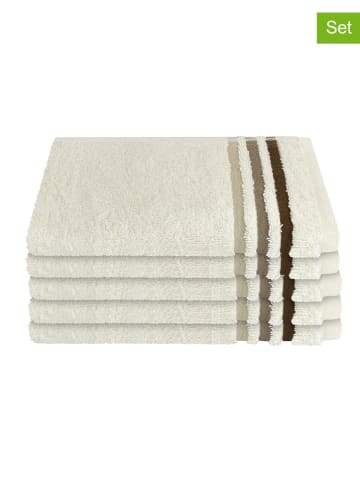 Schiesser 5er-Set: Gästehandtücher "Skyline" in Creme