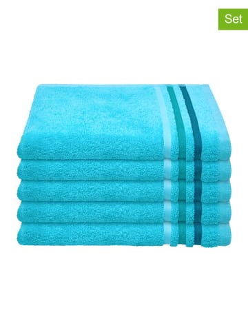 Schiesser 5-delige set: gastendoeken "Skyline" turquoise