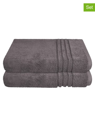 Schiesser 2-delige set: badhanddoeken ''Milano'' antraciet