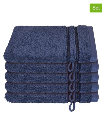 Schiesser 5-delige set: washandjes ''Milano'' donkerblauw