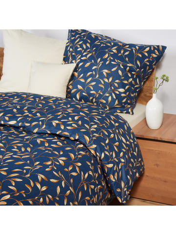 Schiesser Renforcé-Bettwäsche-Set "Liliebeth" in Dunkelblau/ Beige
