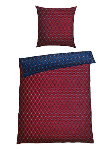 Schiesser Komplet pościeli flanelowej "Nahla" w kolorze czerwono-granatowym